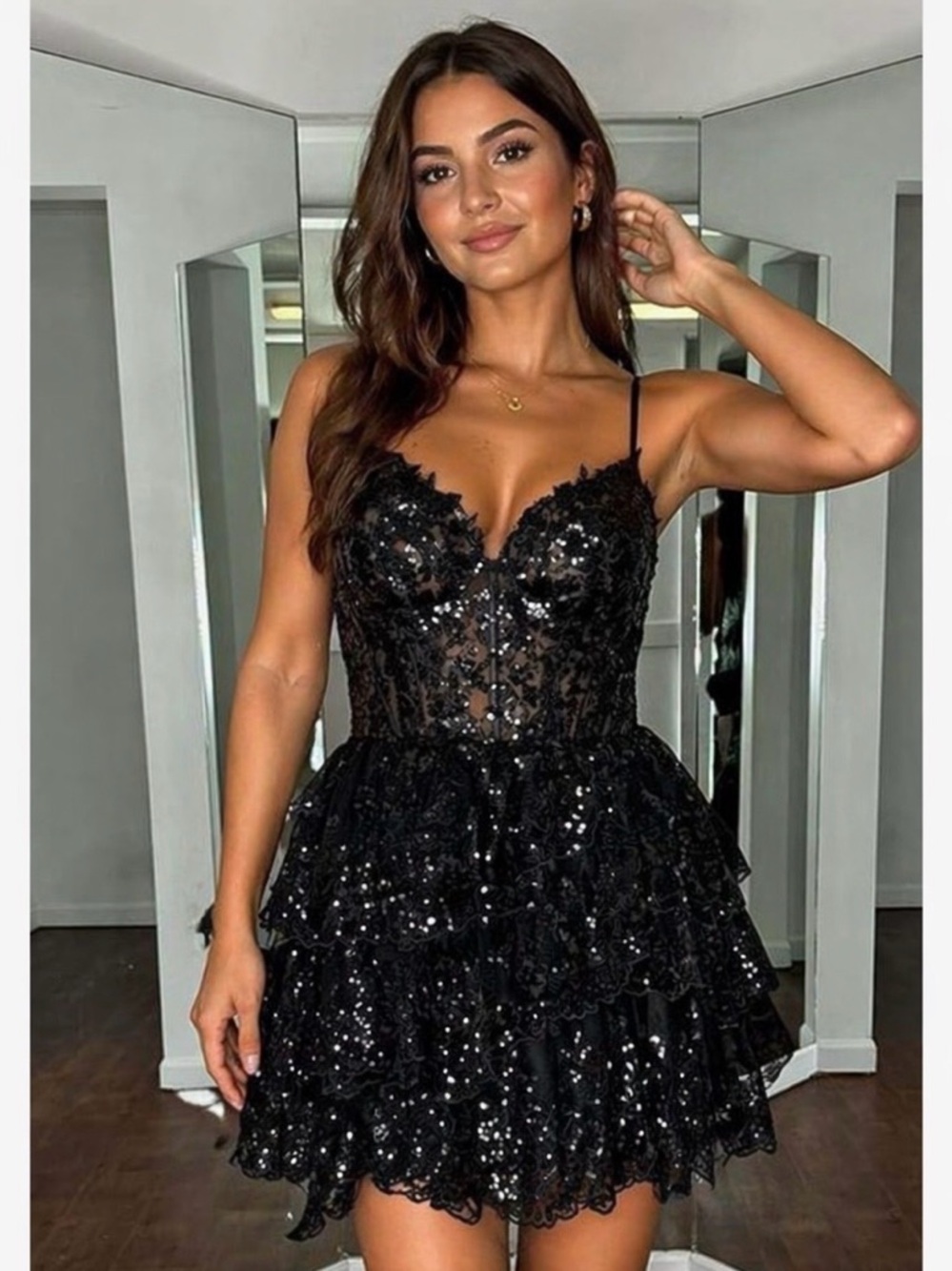 Sparkling Black Embellished Women’s Formal Dress